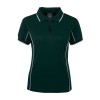 Forest Green White Ladies Piping Polo Shirts